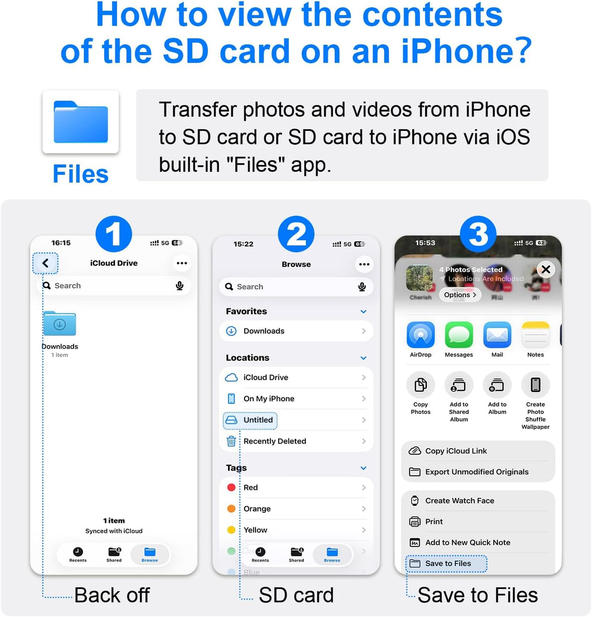 YGKSAA 1PCS iPhone15 16 17, USB C to SD Card Reader, Supports SD and TF Memory Cards, Upgraded with a Metal casing