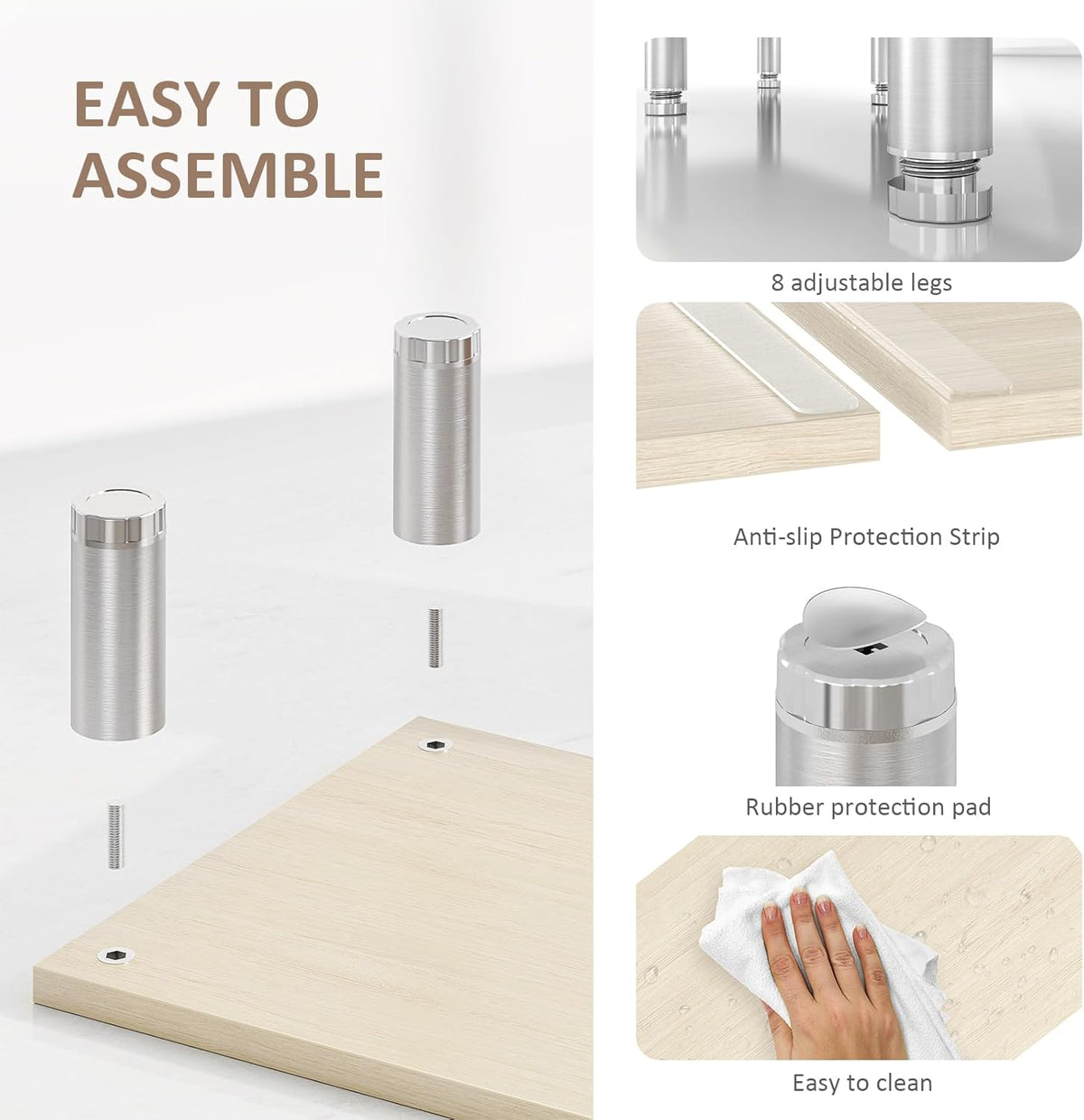 2 AX Waber Dual Monitor Riser - Adjustable Length & Angle, Wooden Stand for Monitors with Storage