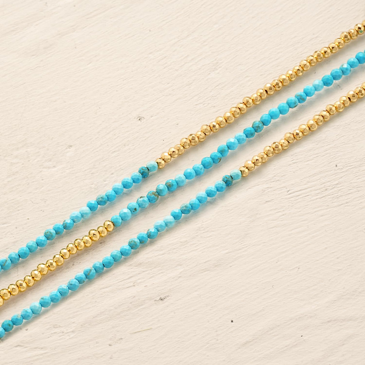 MYEARS Women Beaded Bracelet Gold Double Layer Gemstone Turquoise 14K Simple Dainty Handmade Chain Everyday Boho Beach Jewelry