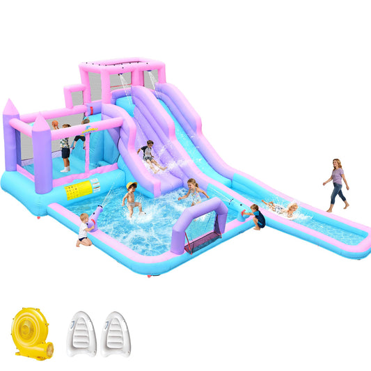 Anypool 8 in1 20Ftx12Ft Inflatable Water Slide with 17.9ft Long Slide Backyard Bounce House for Kids, Water Slides Park with 2 Inflatable Bodyboards for Ages 3-10, Includes 650W Blower