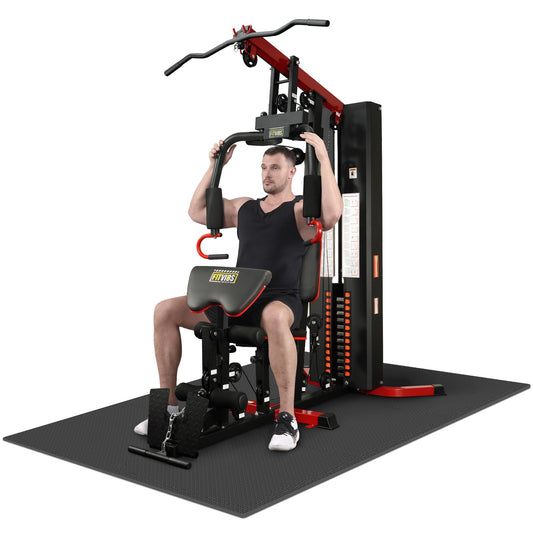 Fitvids Multifunctional Home Gym Equipment with 160 lbs Weight Stack, Full Body Workout Weight Machine with Mat, Strength Training Exercise Equipment with Pulley System & Leg Press, All-in-One Workout