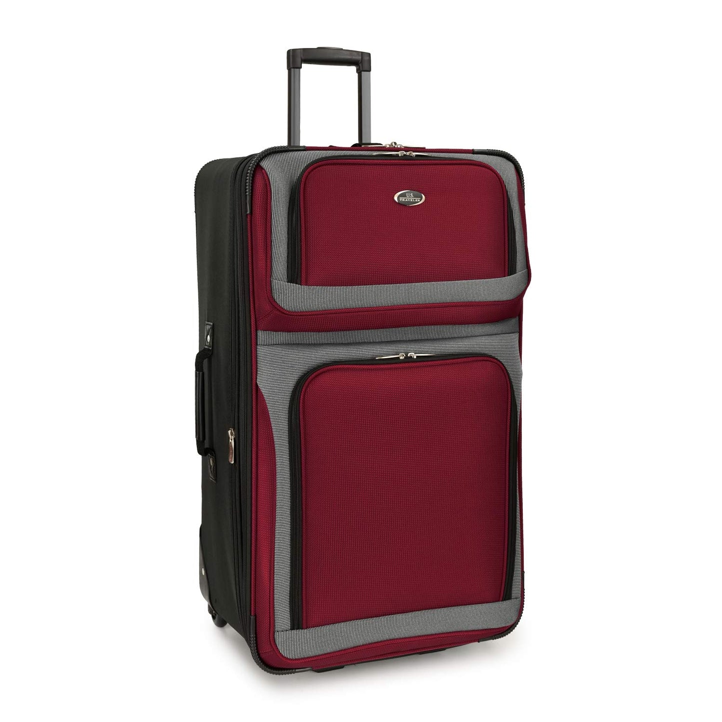 U.S. Traveler New Yorker Lightweight Expandable Rolling Luggage, Red/Gray, 4-Piece Set
