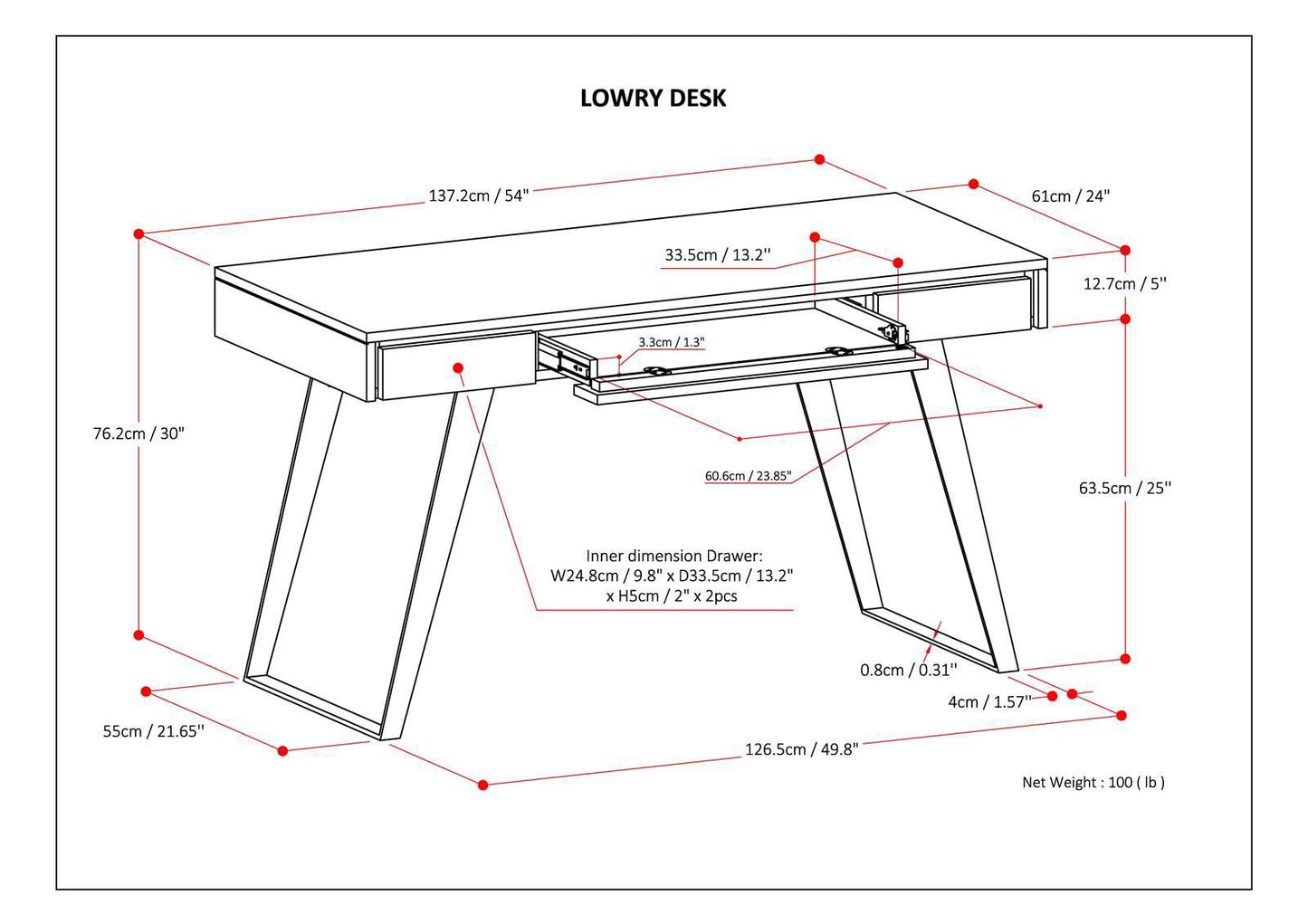 SIMPLIHOME Lowry Desk - 54 Inch Wide Solid Acacia Wood and Metal Writing Desk in Distressed Golden Wheat, Modern Industrial Home Office Computer Table with 2 Drawers and Flip-Down Keyboard Tray
