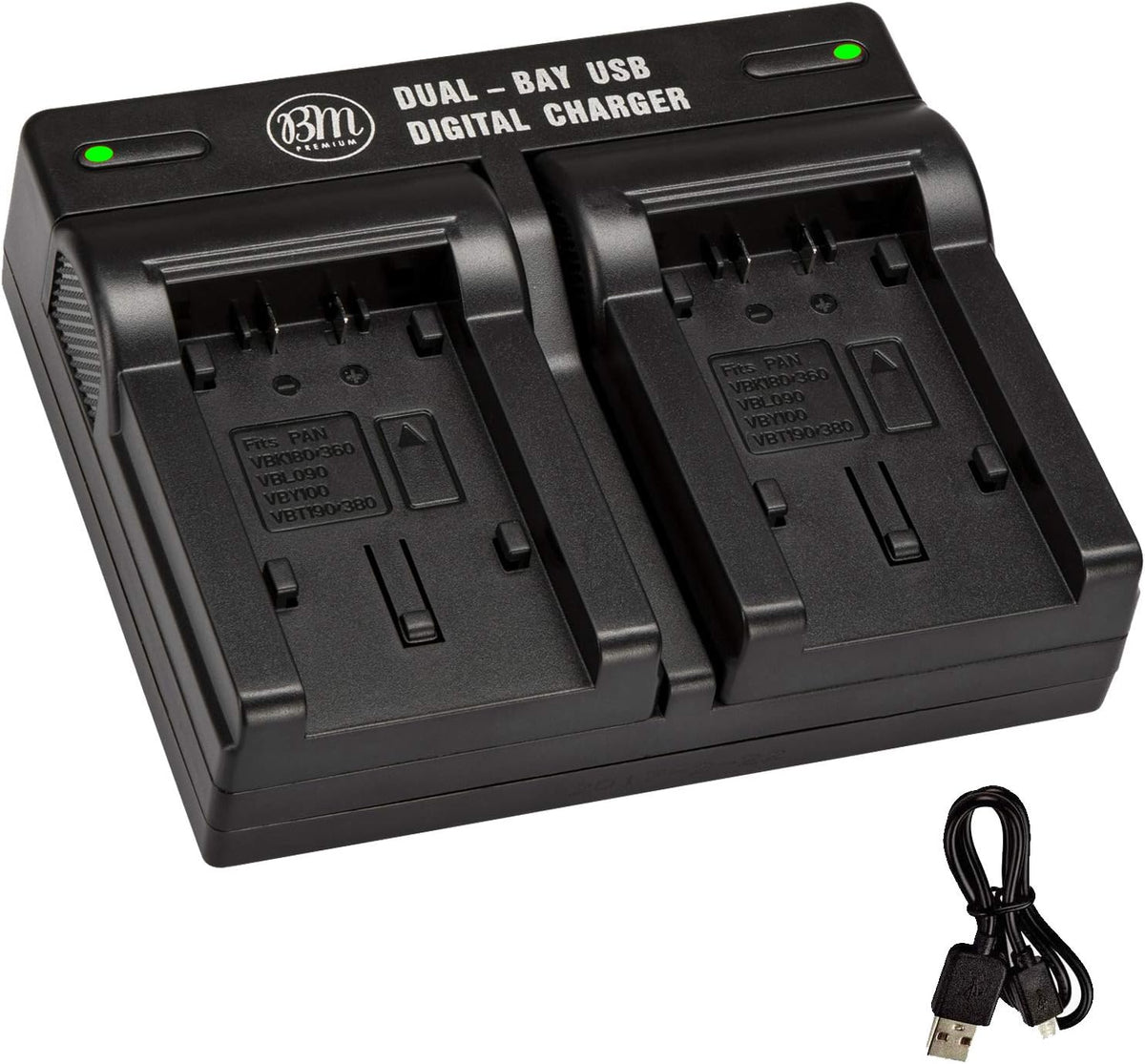 BM Premium VW-VBK180, VW-VBK360, VBT190, VBT380 Dual USB Battery Charger for Panasonic Camcorders