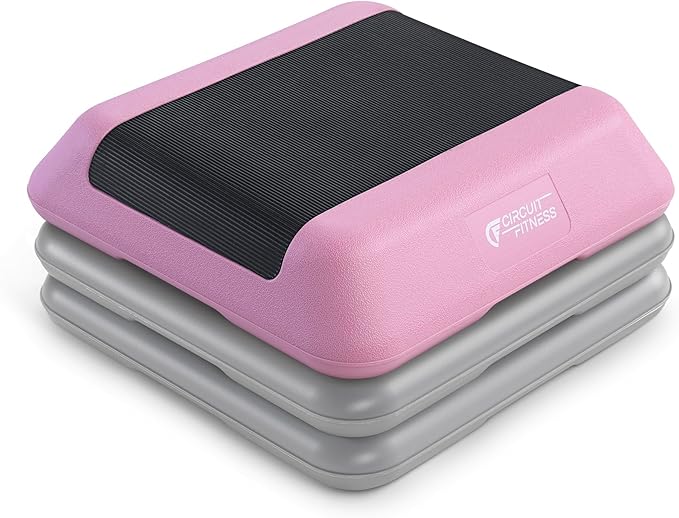 Circuit Fitness by Marcy 16 x 16 inches Adjustable Height Aerobic Step Platform with Adjustable Risers, Non-Slip Rubber Surface, Home Exercise Fitness Training, Multiple Color Options