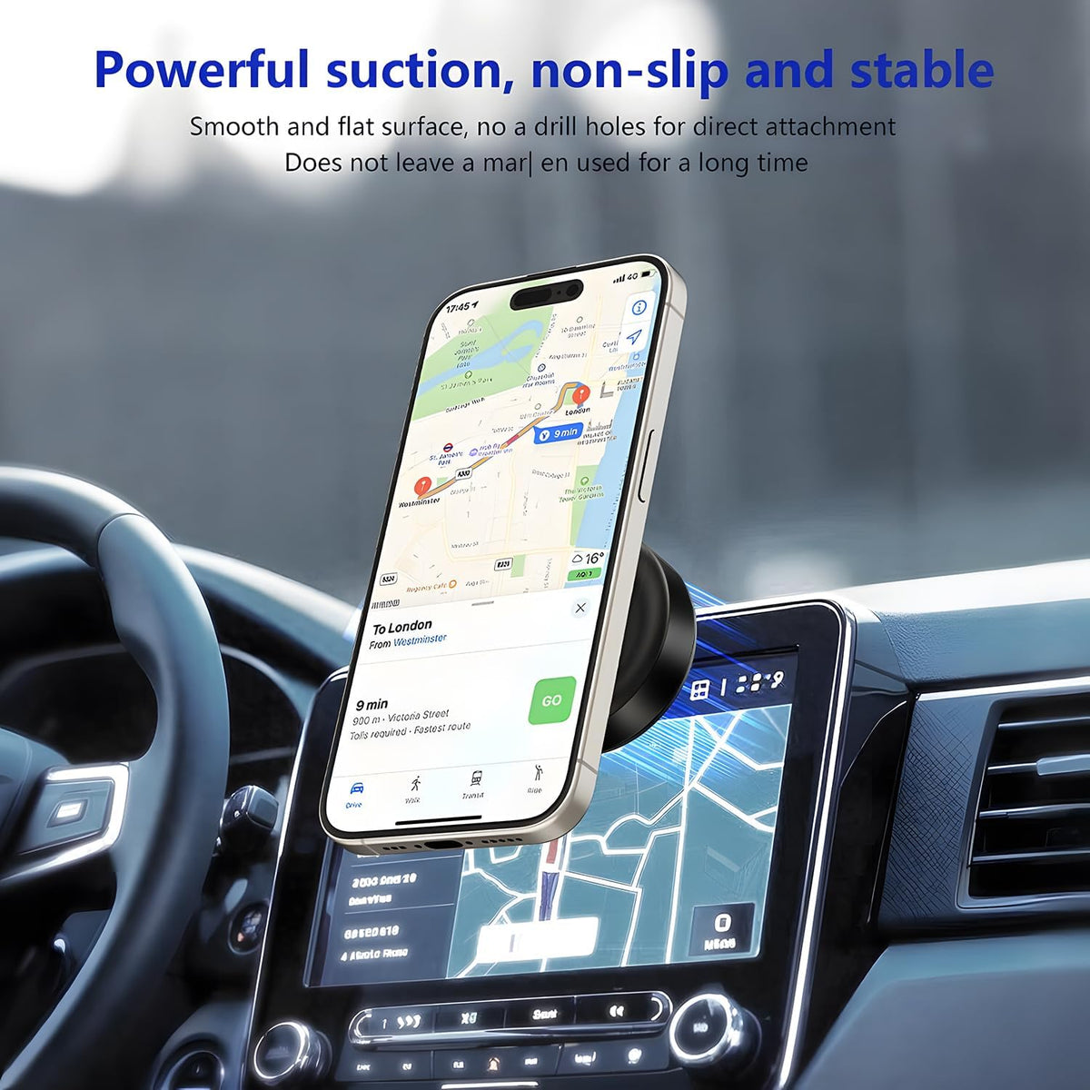 AGANS 360 Electric Vacuum Suction Cup Phone Mount, Rotatable Universal Magnetic Car Mount for Dashboard & Windshield