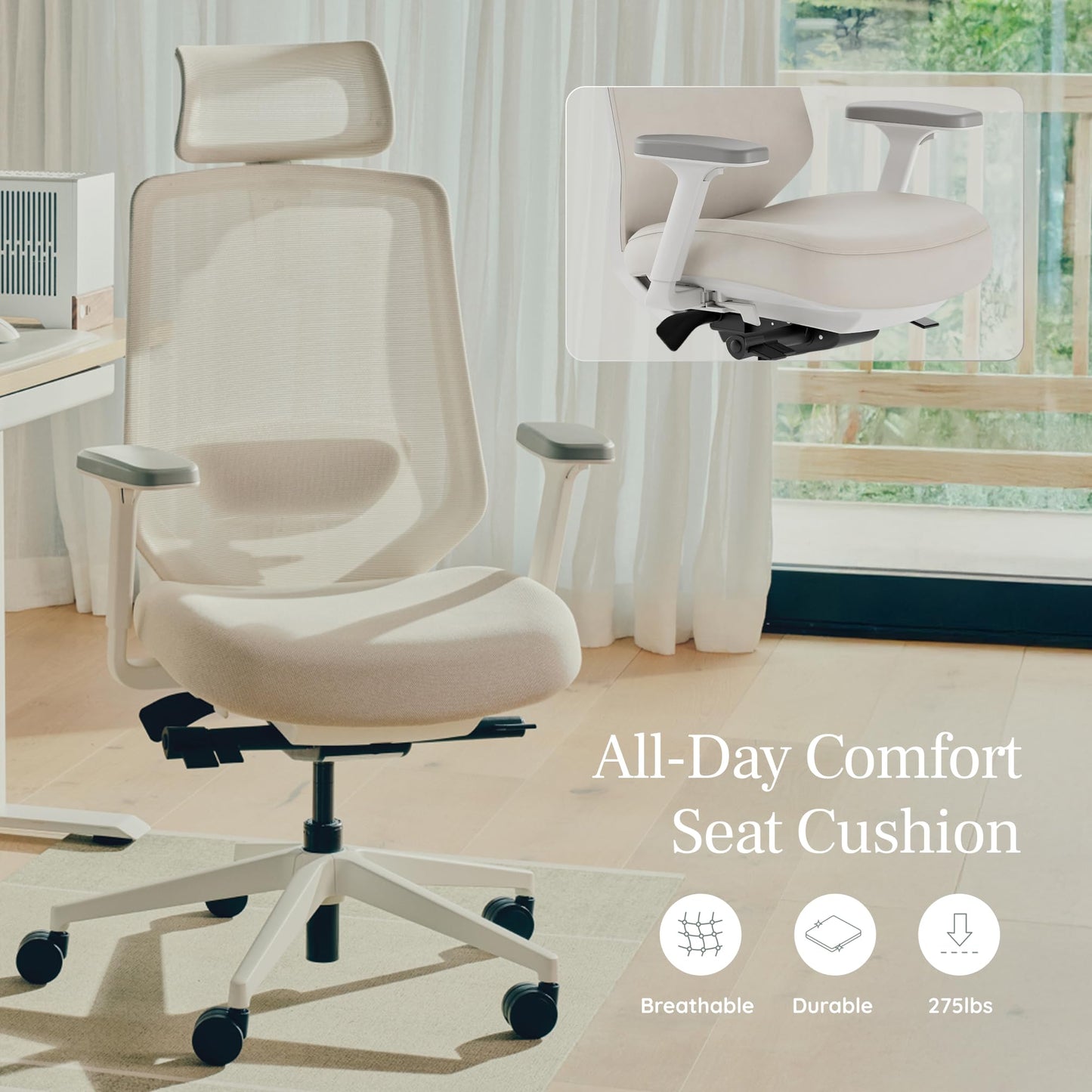 Branch Ergonomic Chair Pro - Mesh Office Chair with 14 Points of Adjustment - Height, Depth & Tilt Adjustable - 5D Armrests - Forward Tilt, Smooth Recline, and Lumbar Support - Black Boucle