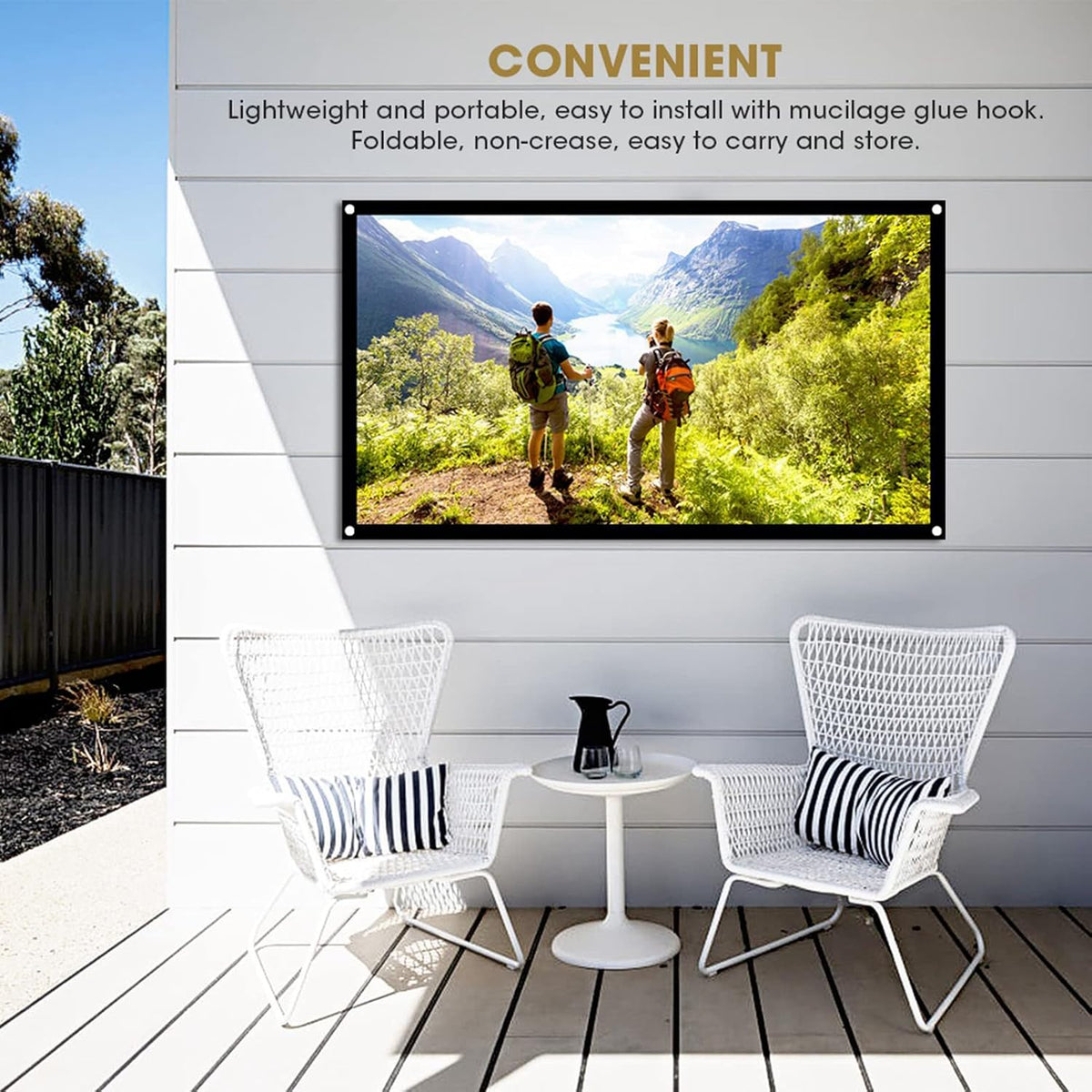 Tbest 72 Inches 16:9 Screen(72 inches) Camping Projector Screen for Tent,Projector Screen Thicken Portable Non Crease