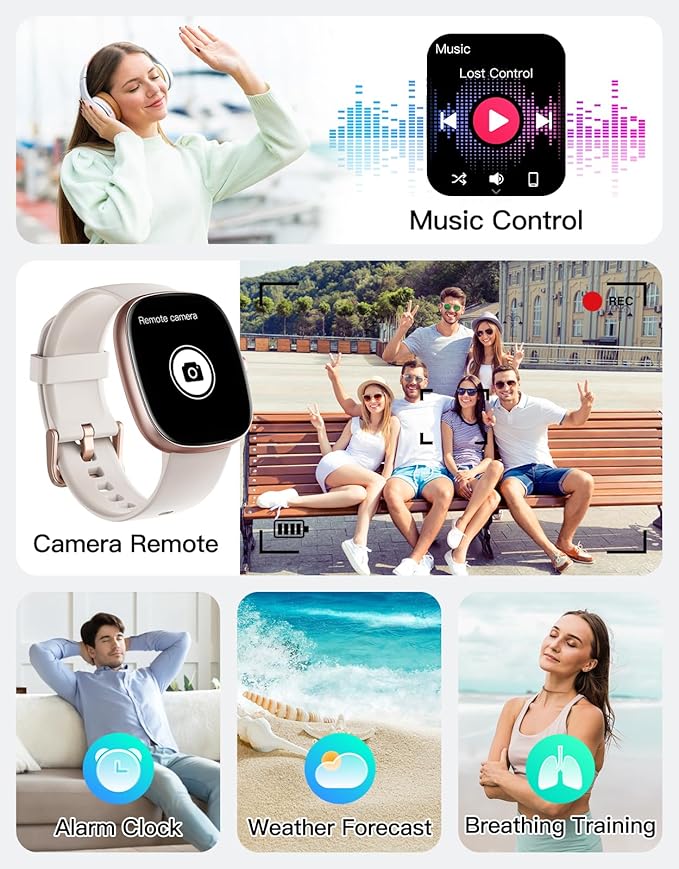 Fitness Tracker 2025 Ver. (Answer/Make Calls), 1.85" Smart Watch Fitness Watches for Women Men with 24/7 Heart Rate Blood Oxygen Monitor Sleep Tracker 100+ Sport Modes IP68 Waterproof (Starlight)