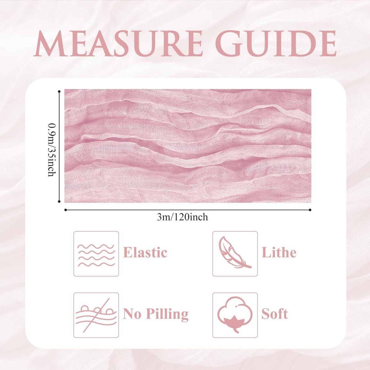 Skiennix 3PCS Table Runner Set - Blushing Pink Boho Gauze Cheesecloth for Summer Weddings & Parties