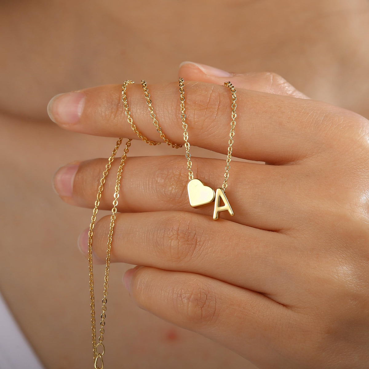 Turandoss Mothers Day Gifts - Heart Initial A Necklaces for Women Trendy, Dainty 18K Gold Plated Heart Letter Necklaces Personalized Name Jewelry Mothers Day Gifts for Mom Girlfriend Wife Daughter