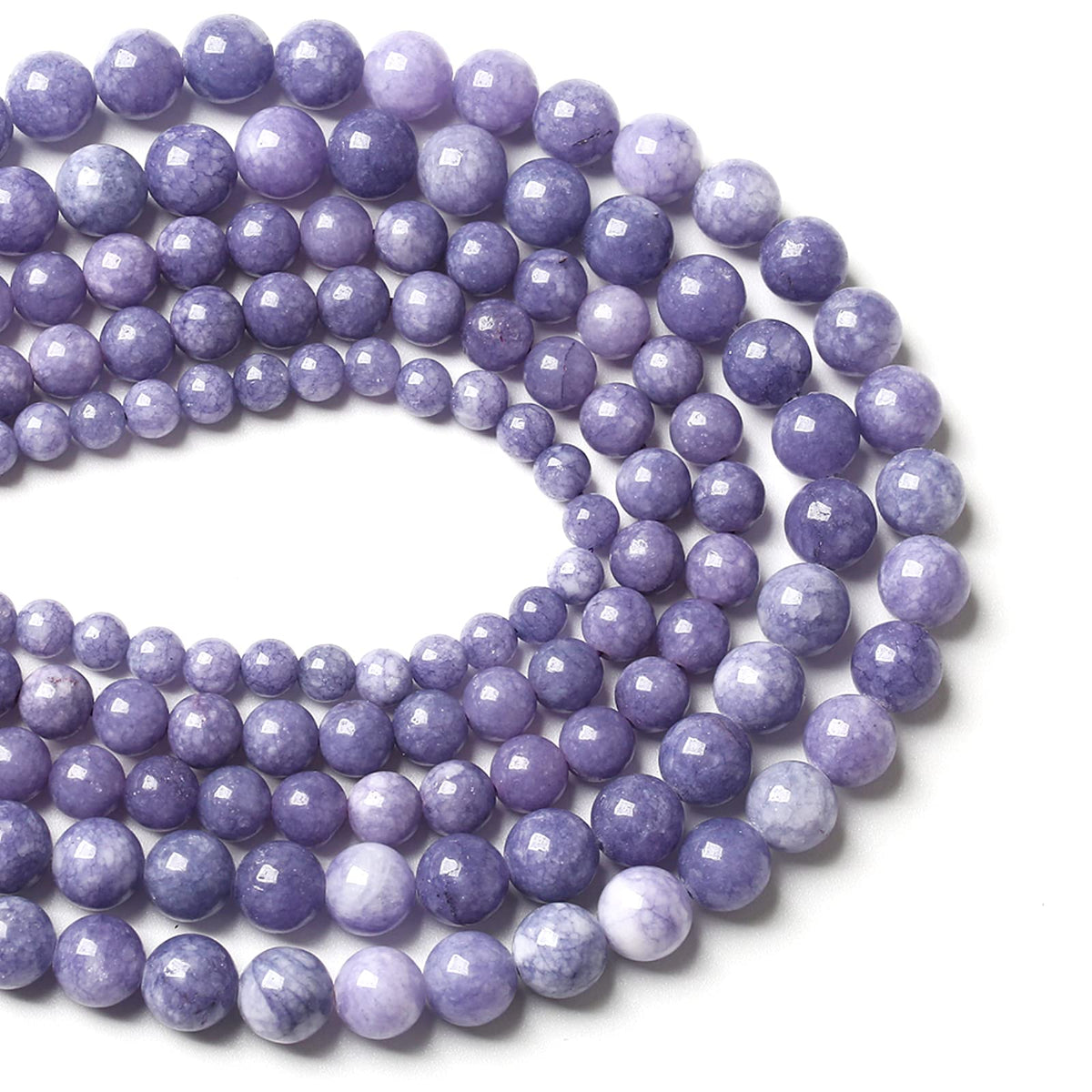 8MM 46PCS Lavender Purple Chalcedony Stone Loose Beads for Jewelry Making DIY Bracelet Necklace