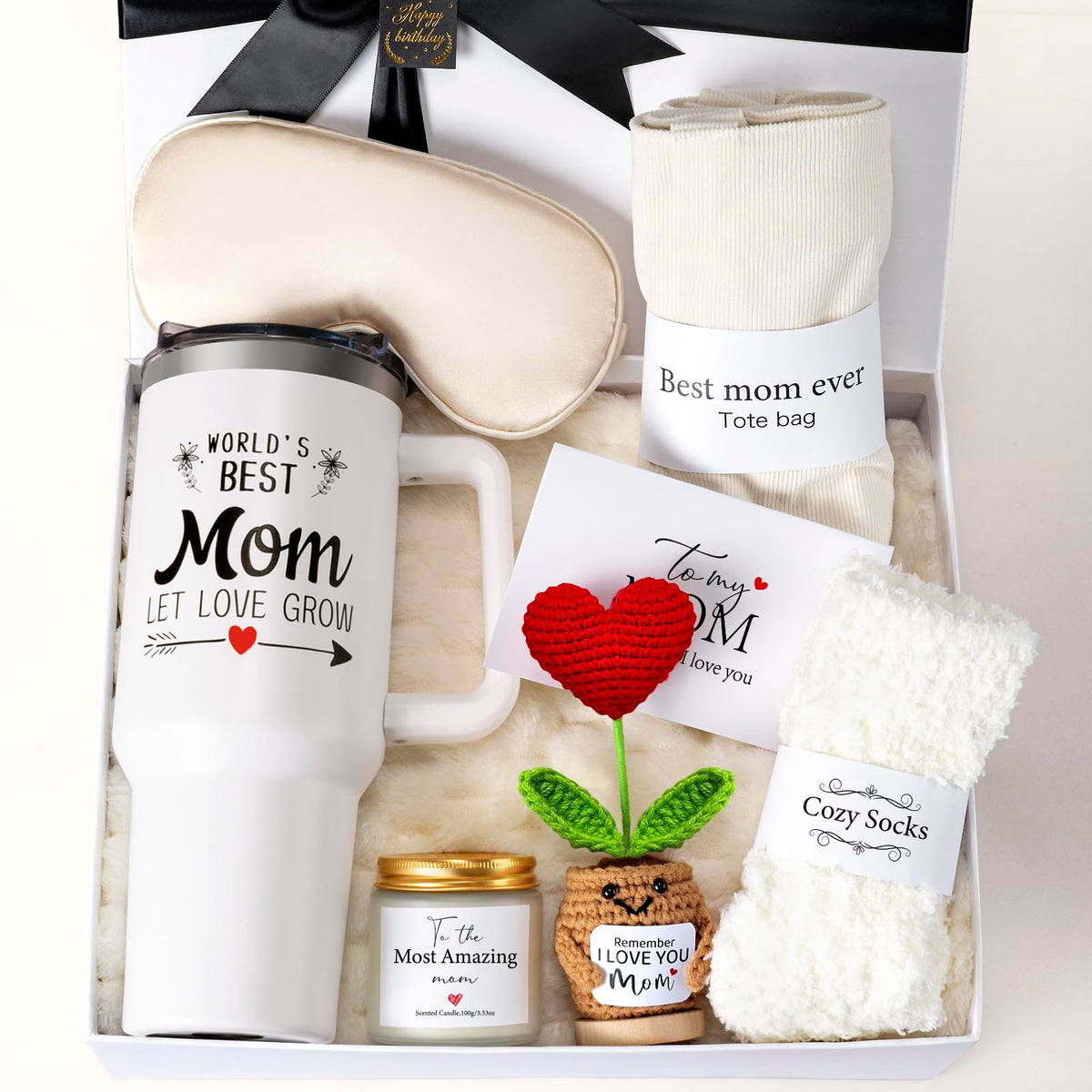 Birthday Gifts for Mom – Luxury Gifts Box Birthday with Candle and Tumbler, Happy Birthday Gift Basket for Women, Perfect Mom Birthday Gifts from Daughter or Son