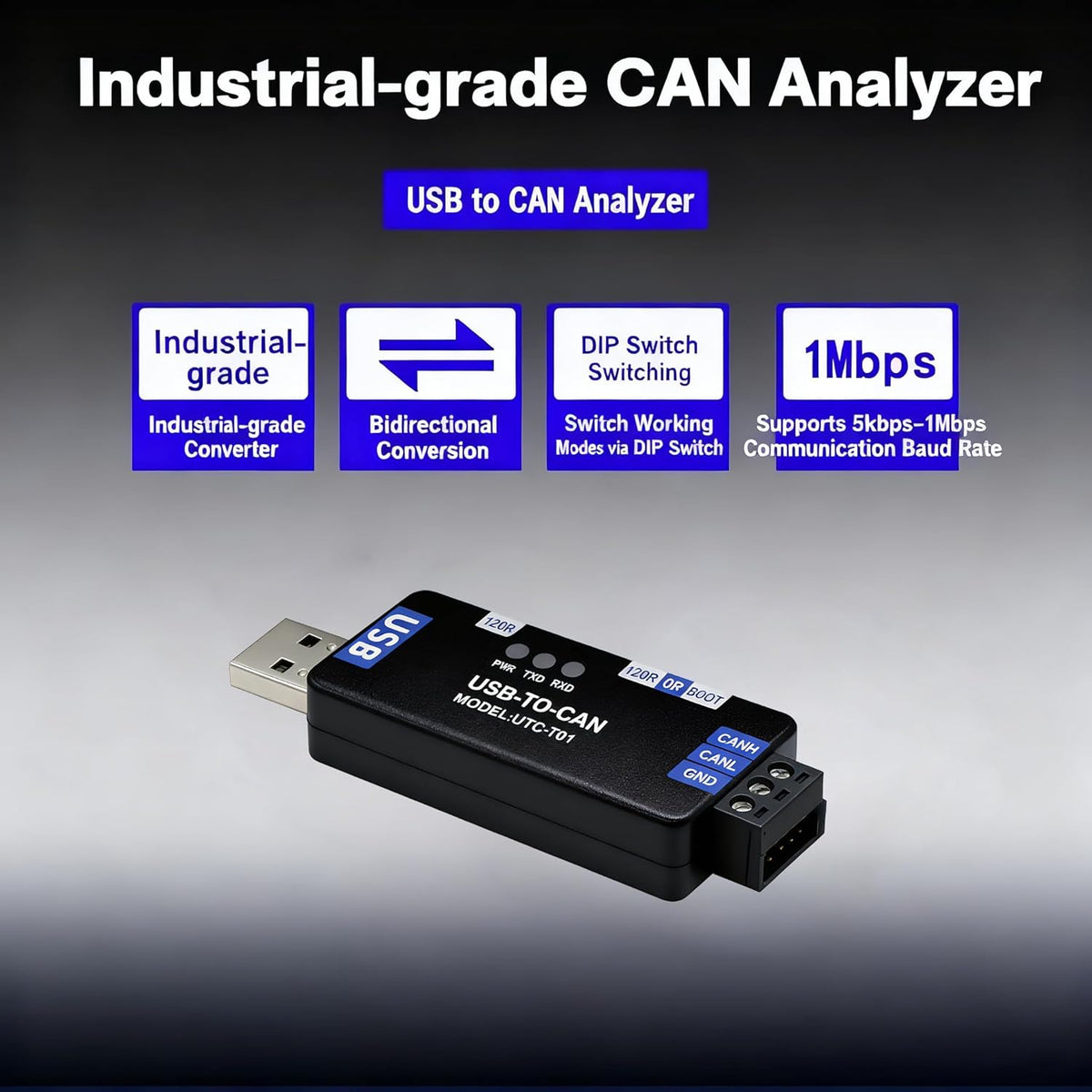 Xiusiyt USB to CAN Bus Converter with Preloaded PCAN Firmware - Ideal for Automotive & Industrial Robotics Applications