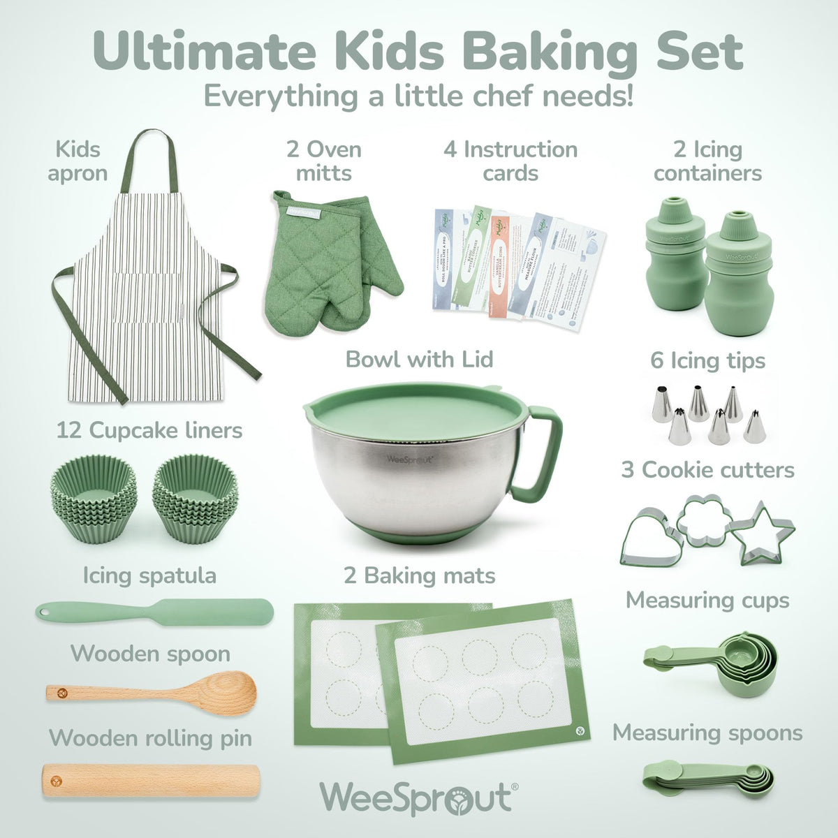 Ultimate Baking Kit for Kids - Kids Baking Set with Child Sized Utensils - Includes Apron, Oven Mitts, Silicone Mats & Liners - Perfect Cooking Set for Ages 8-12 - Gift for Children – Pink