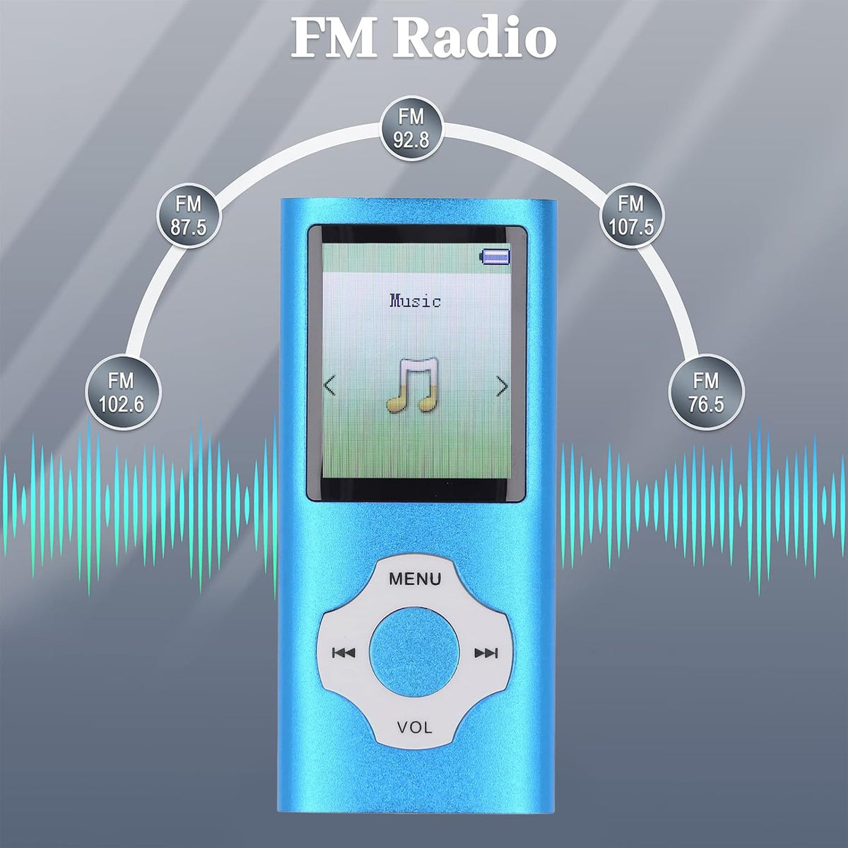 MP3 MP4 1.8in 128GB Player, Lossless Sound Portable Video Music Player, Color Screen Digital Music Player with Speaker