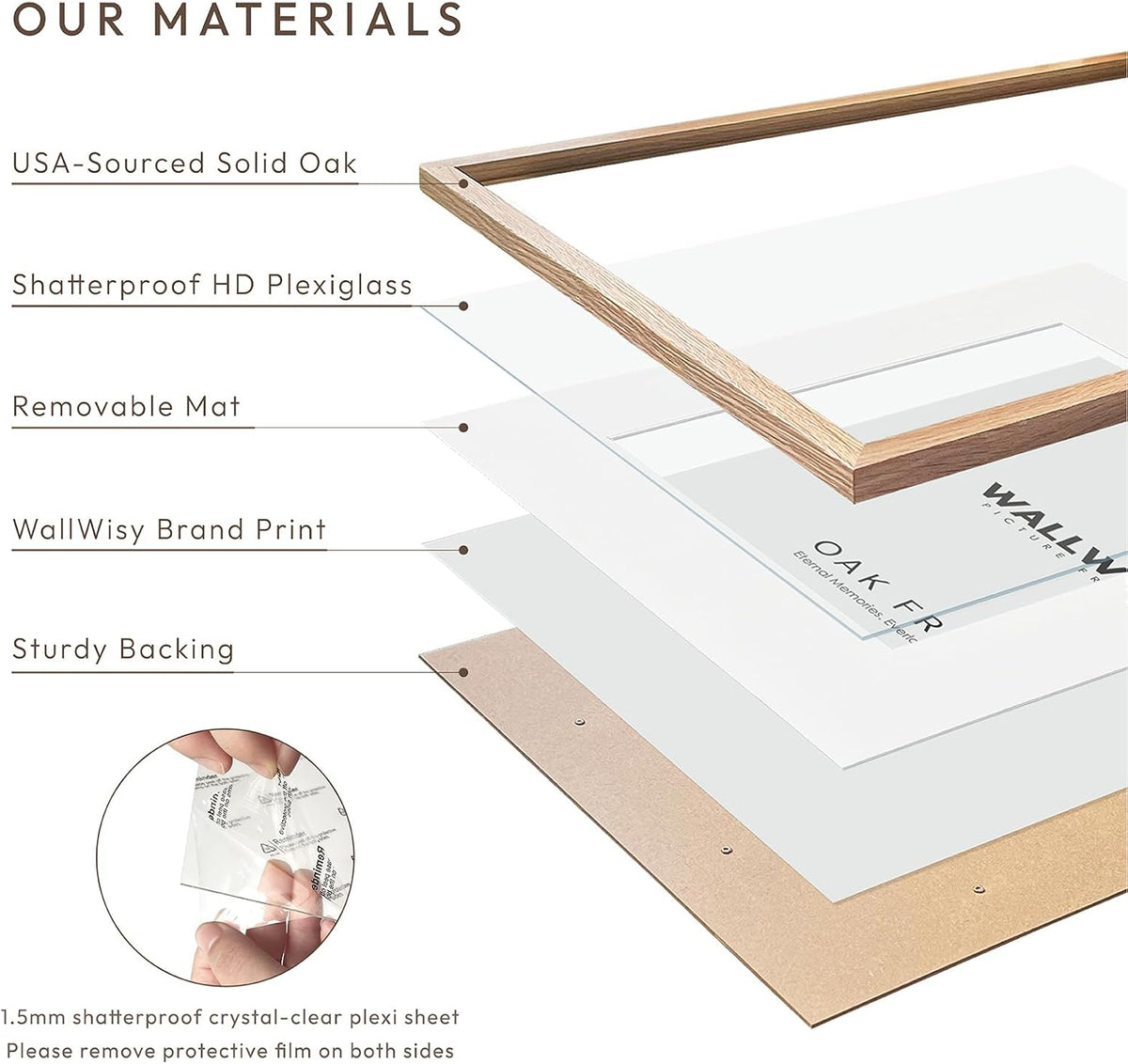 Solid Oak Wood 8x10 Picture Frame by [Brand Name] - Versatile Wall & Tabletop Display | Natural Finish