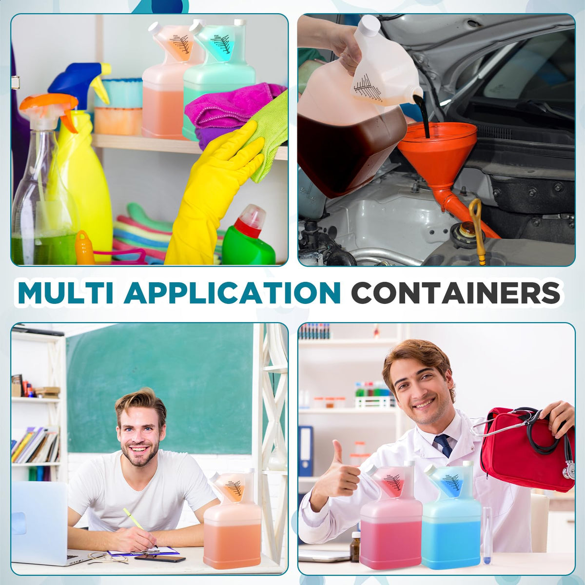 Yiyiring 8 Pcs 128oz Measure Container and Pour Measuring Containers HDPE Plastic Measuring Bottle, 8oz Measure Capacity