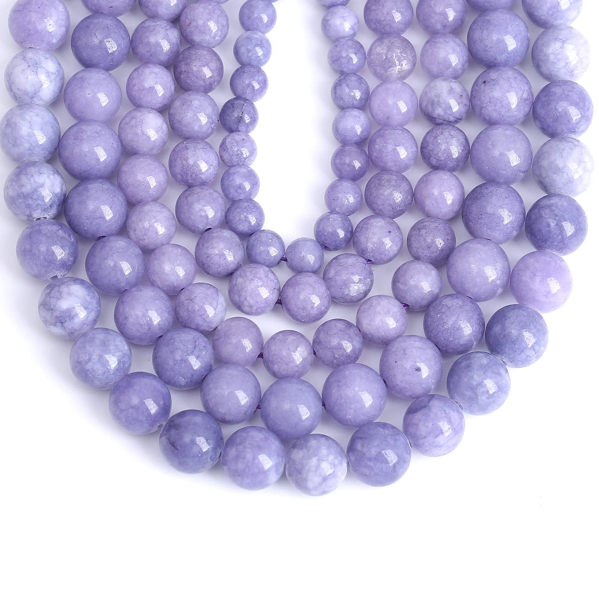 Lavender Purple Chalcedony Natural Stone Beads Gems Round Loose Beads Jewelry Making DIY Bracelet Necklace Accessory 1 Strand 36PCS 10MM 15"