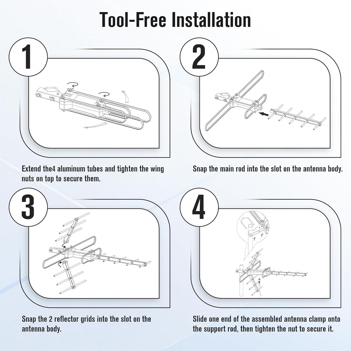 Mornixol 70-Mile 4K, 1080P, Outdoor TV Antenna, Range Digital TV Antenna, Easy No-Tools Installation