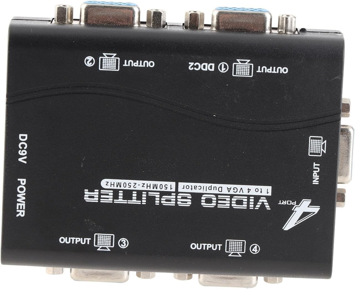 Wisoqu 4 1 4 250Mhz 1920x1440 VGA Splitter Amplifier Box, Port Powered in Out Video Distribution Duplicator, HD Video