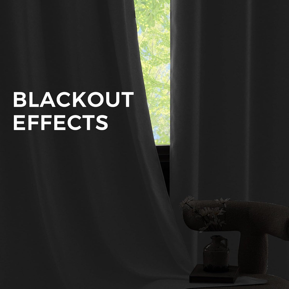 NICETOWN Room Darkening Curtains - Greyish White Drapery Panels, 52" x 63" for Ultimate Light Control