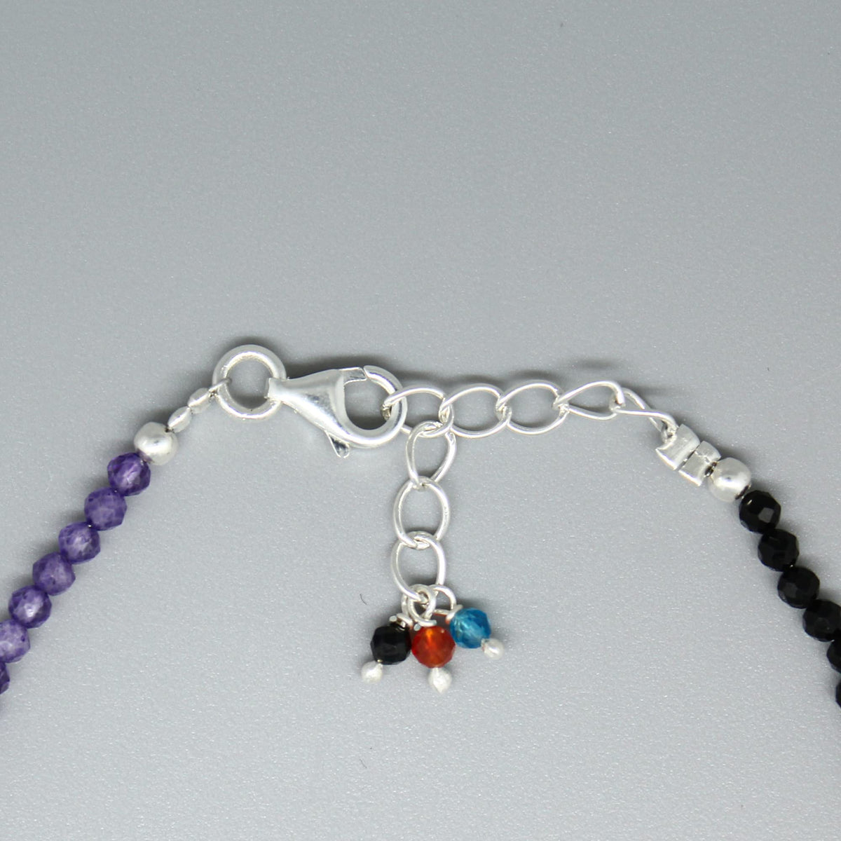 GemInspire Natural Full Beaded 7 Chakra Beads Bracelet, Handmade Jewelry, 925 Sterling Silver 8 Inch Adjustable Chain Perfect Gift For Her (7 Chakra)