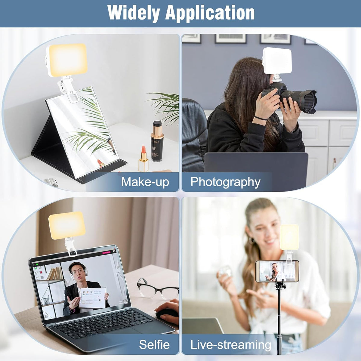 ALTSON 60 2200mAh 97+, 9 LED Portable Selfie Light Video Conference Lighting with Clip & Camera Tripod Adapter