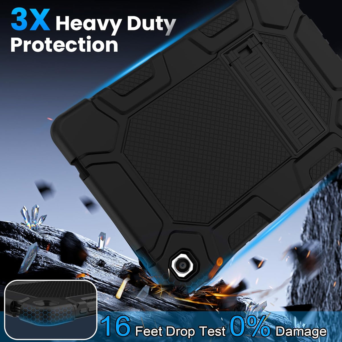 rantice A11+ A9+ 11", [3-Layer A9+ A11+ SM-X230 X235 X210 X216,Black Military-Grade Case for Samsung Galaxy Tab /