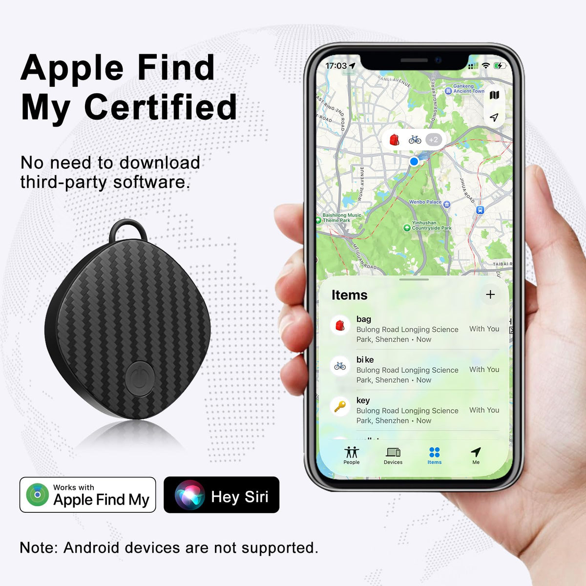 Air Tracker Tags 4 Pack, Bluetooth Item Finder Compatible with Apple Find My (iOS Only), Key Finder & Luggage Tracker with Left Behind Alerts, Lost Mode & Replaceable Battery