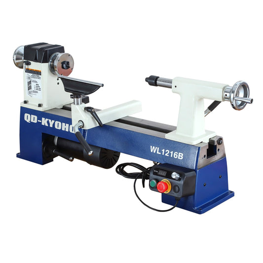 QD-KYOHO 12" X 16-1/2" Wood Lathe Machine，Variable-Speed 250-3200 RPM Digital Display Power Wood Lathes，3/4HP,120V 1PH Wood Turning Lathe,VSR Woodworking Lathe For Precision Woodworking Projects