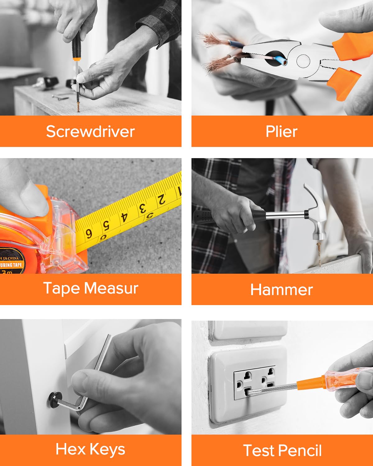 19pcs Household DIY Tool Set, Basic Tools for Home, Office, Dorm, General Hand Kit with Storage Case