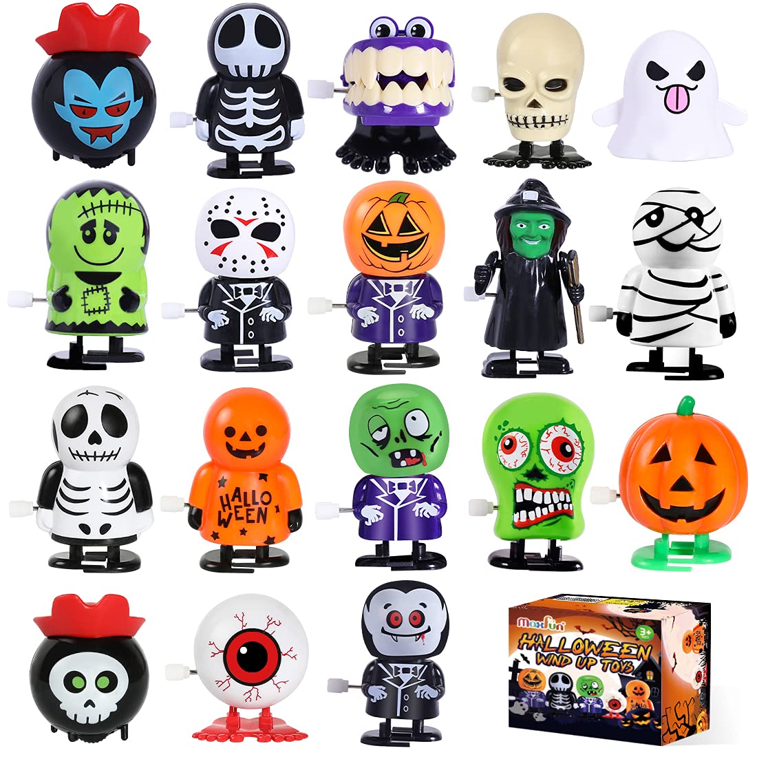 Max Fun 18pcs Halloween Wind Up Toys Assortments for Kids Halloween Party Favors Treat Bag Stuffers Goody Bag Filler Treats Prizes (Halloween)