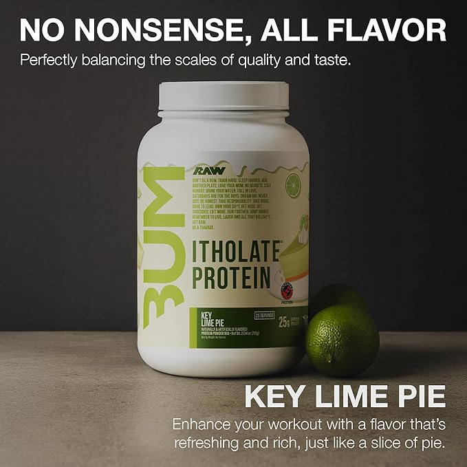 RAW Whey Isolate Protein Powder, Key Lime (CBUM Itholate Protein) - 100% Grass-Fed Sports Nutrition for Muscle Growth & Recovery - Low-Fat, Low Carb, Naturally Flavored - 25 Servings