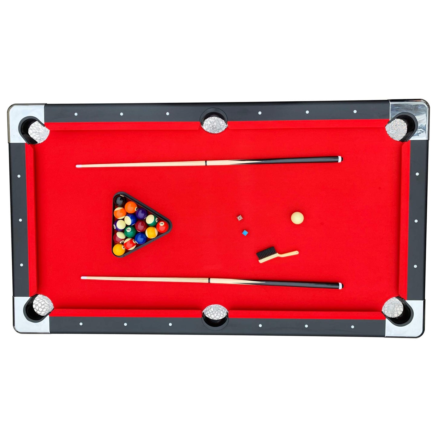 Hathaway Fairmont 6 Foot Folding Pool Table – Includes Full Set of Billiard Balls, Cues, Chalk, Triangle, and Carrying Bag – Portable Billiard Table with Red Felt, Black Finish
