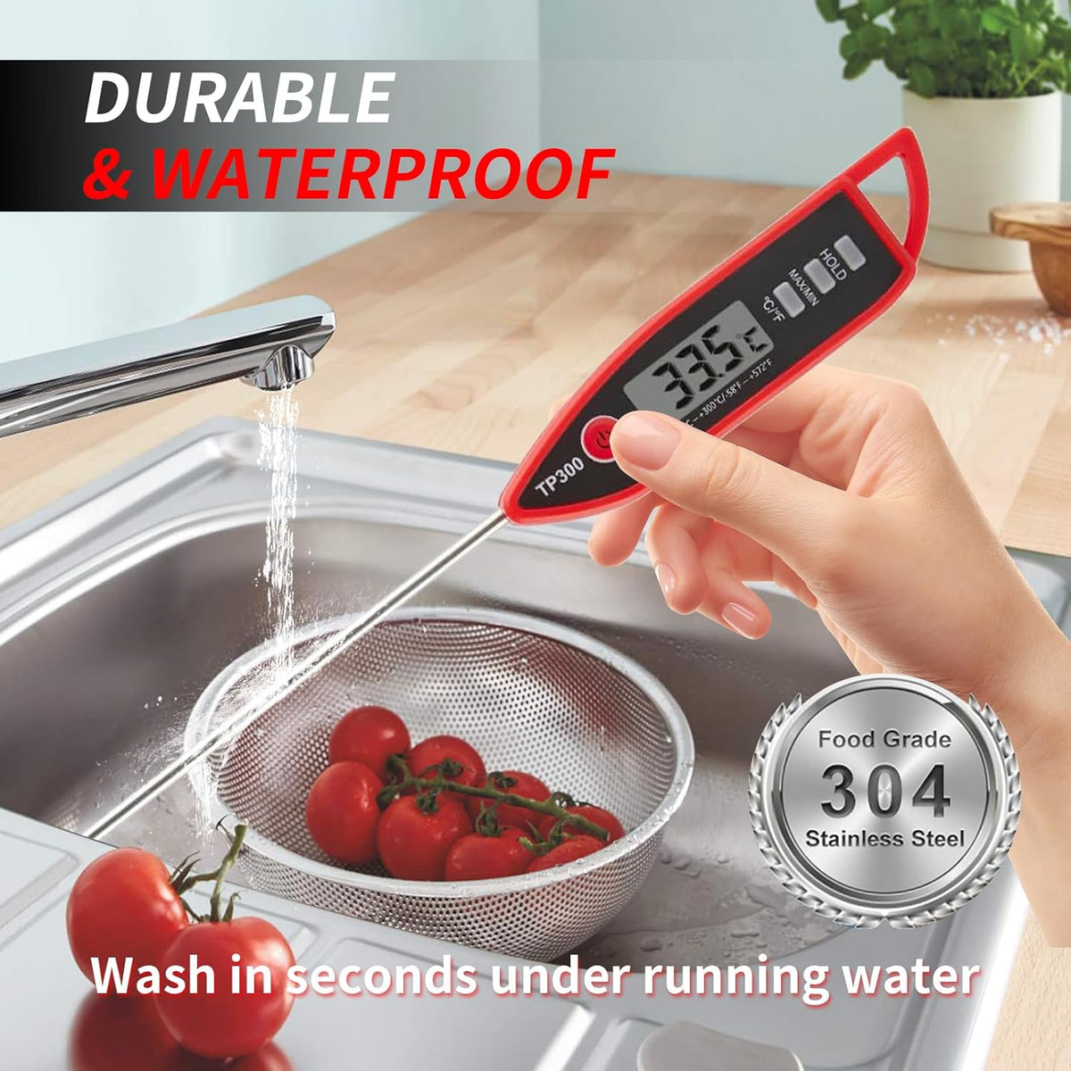 YFL Digital Meat Thermometer - Instant Read Cooking Thermometer with Large LCD Display | Perfect for BBQ, Grill, and Kitchen Use