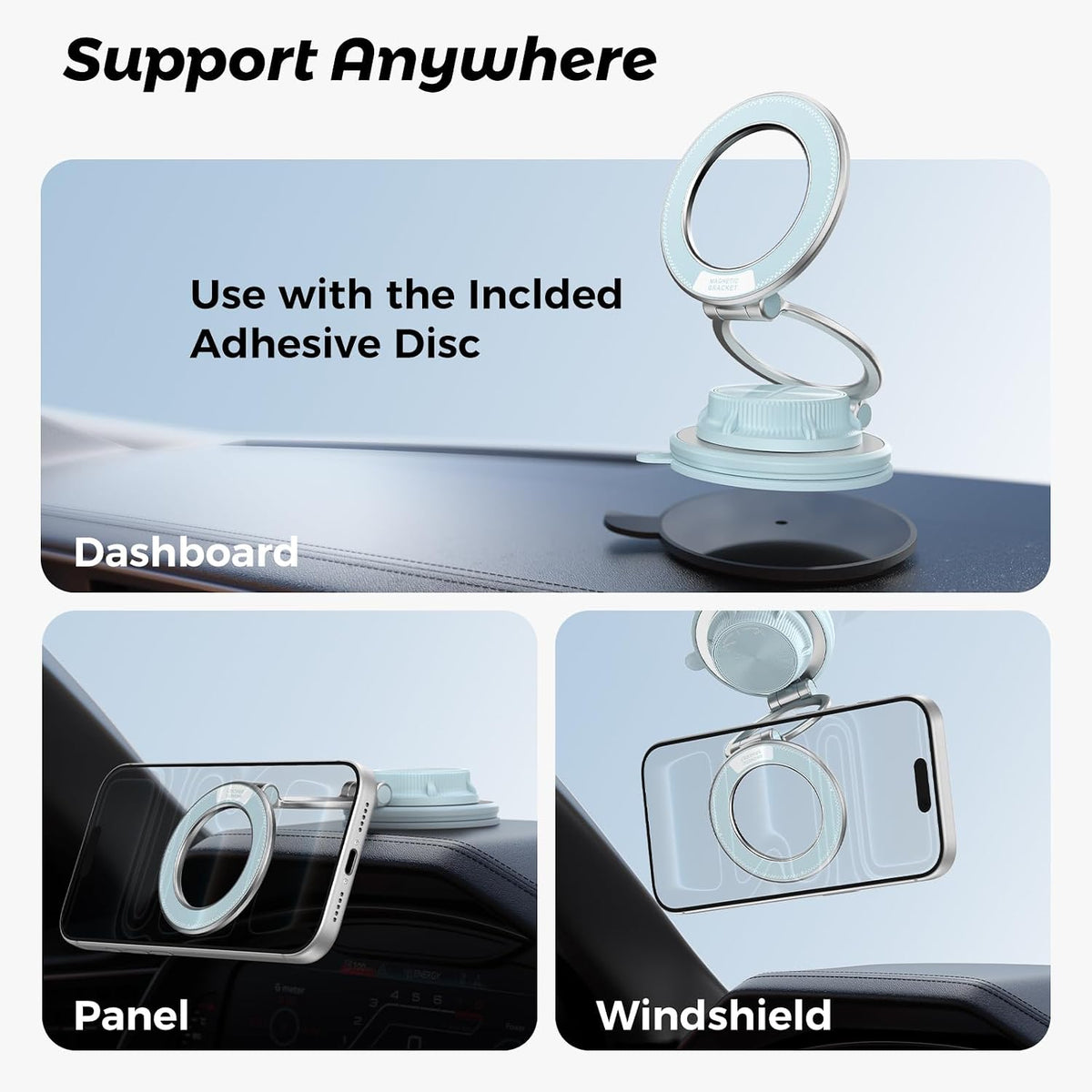 Alviera 360Adjustable 17 16 15 14 13 12 Magnetic Suction Phone Mount for MagSafe Case, Car Phone Holder for iPhone Pro