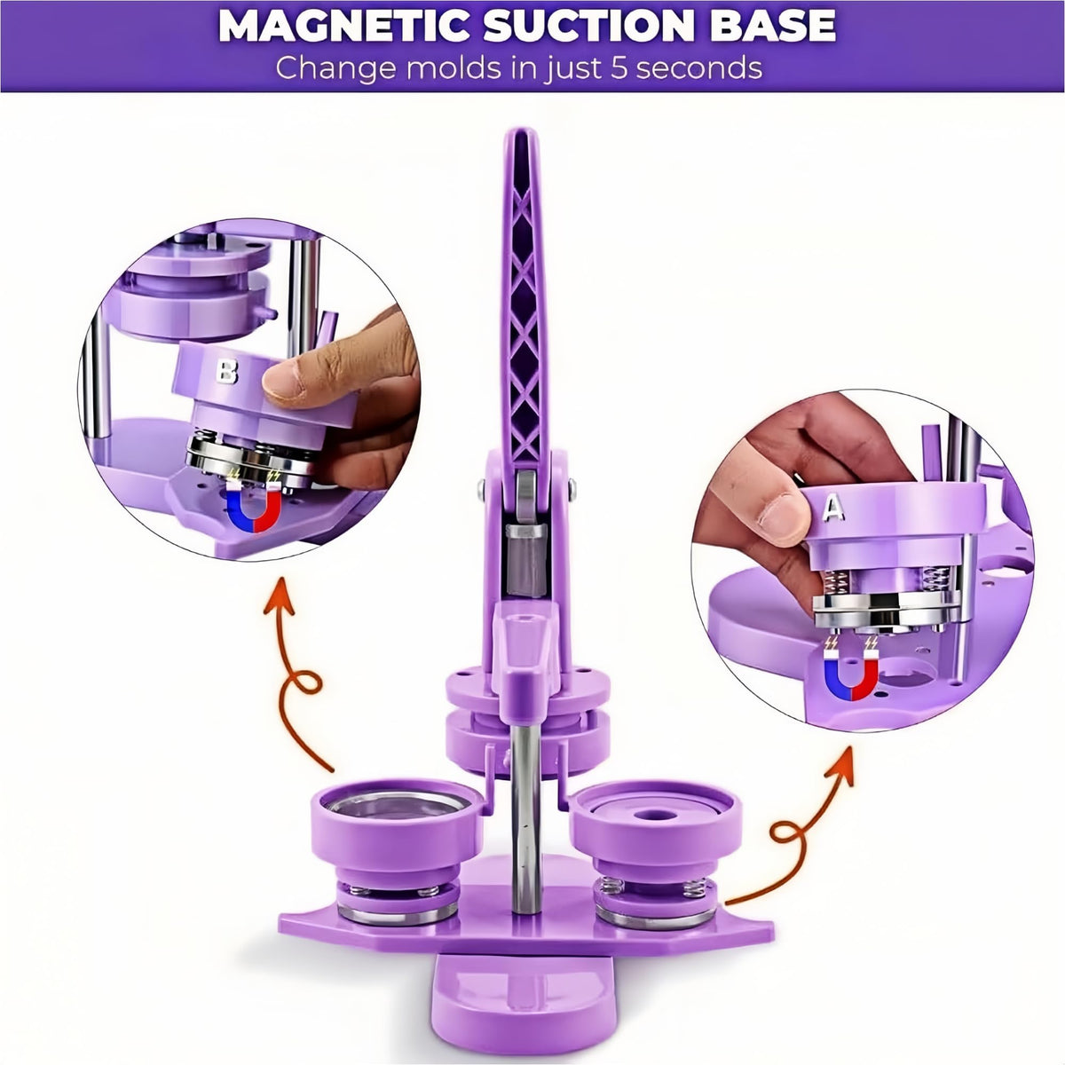Mryitcal Button Maker Machine 1''+1.25''+2.25'' Pin Maker Button Press Machine w/ 300 Metal Pinback, 10 Fridge Magnet, 5 Badge Charm, 1 Cutting Mat, Badge Making Kit for Custom Badge, Party Favors