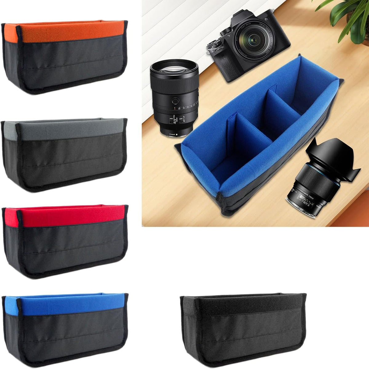 XUZHID Shockproof DSLR SLR Camera Insert Organizers Case Partition Divider Protections Bag