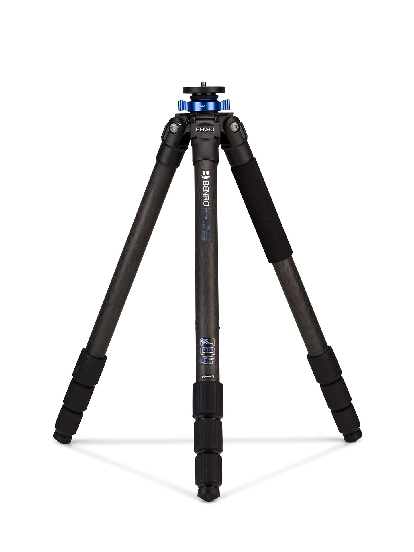 Benro Mach3 Carbon Fiber Tripod – Extra-Long 4-Section Heavy-Duty Tripod with Twist Locks, Interchangeable Feet & 44 lb Load Capacity for DSLR, Mirrorless & Video Cameras (TMA48CXL)