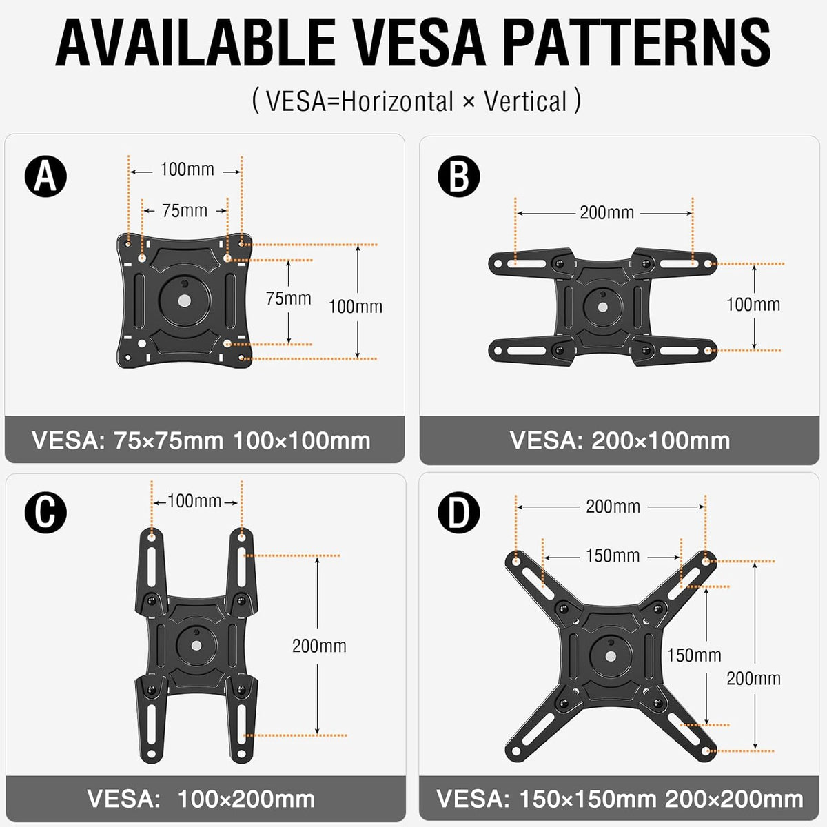 ELIVED 14-42 Inch 29.5 Inch 200x200mm, 44 lbs. Long Arm TV Wall Mount for Most tvs & Monitors, Long Extension TV Mount