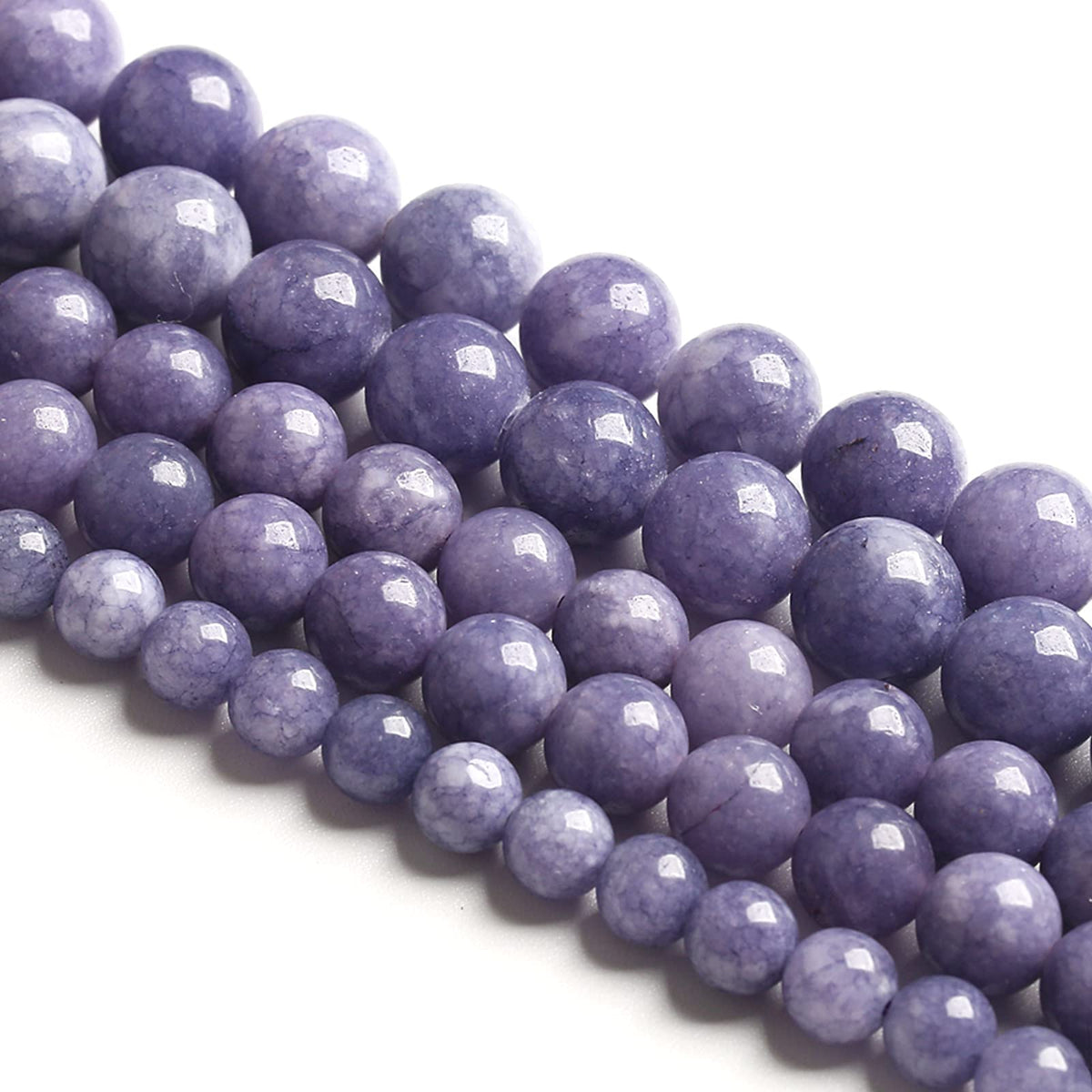 8MM 46PCS Lavender Purple Chalcedony Stone Loose Beads for Jewelry Making DIY Bracelet Necklace