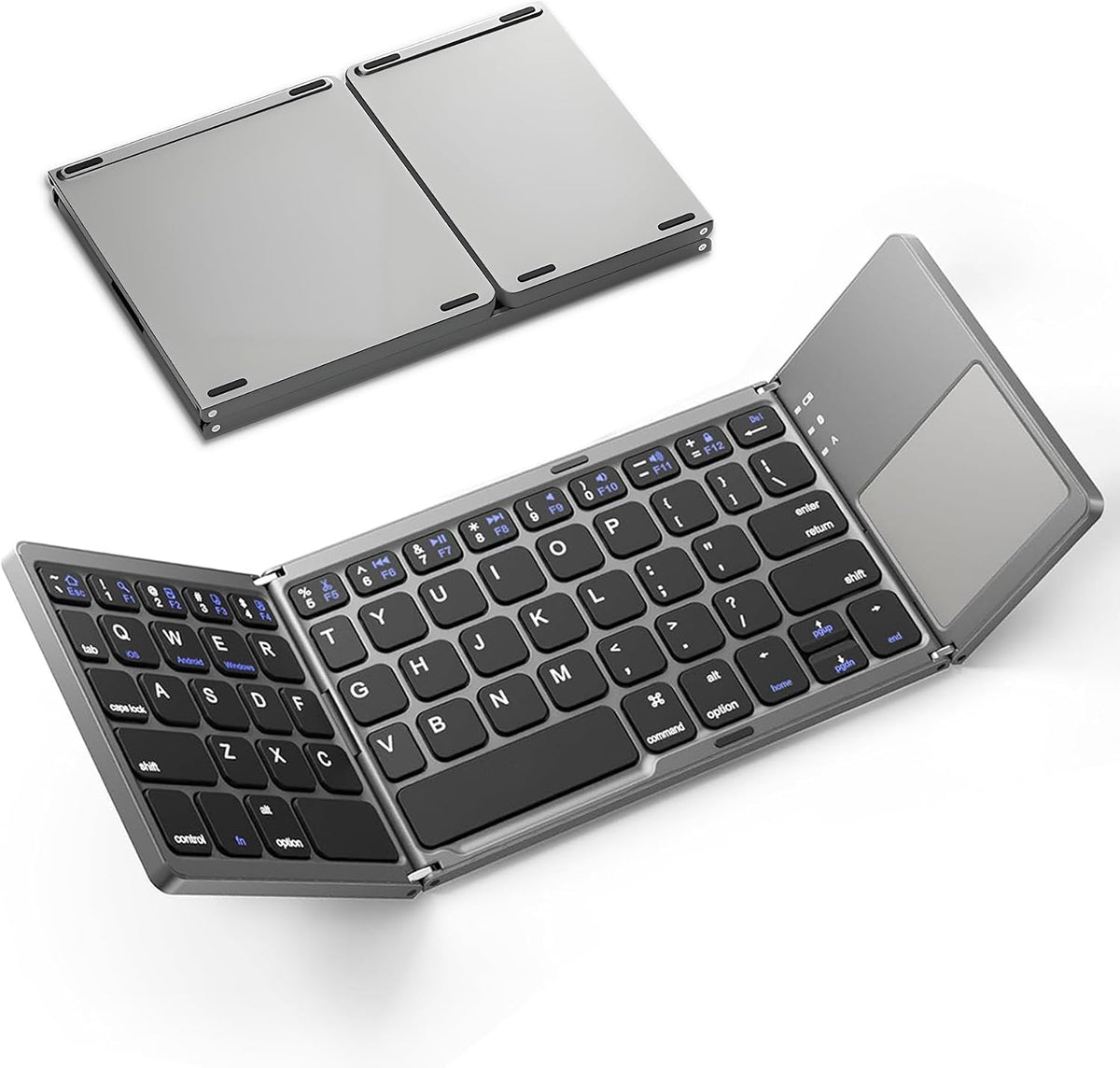 KUNSI Foldable Bluetooth Keyboard with Touchpad, Ultra Slim Portable Wireless Keyboard with Rechargeable Battery