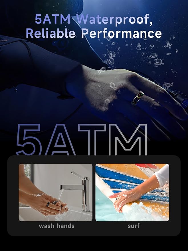 Smart Ring for Women Men, Health Ring with Colorful Display, Fitness Tracker with Heart Rate, Blood Oxygen, Sleep Monitor, No Subscription Fee, 5ATM Waterproof for iPhone & Android (Rose Gold, 11)