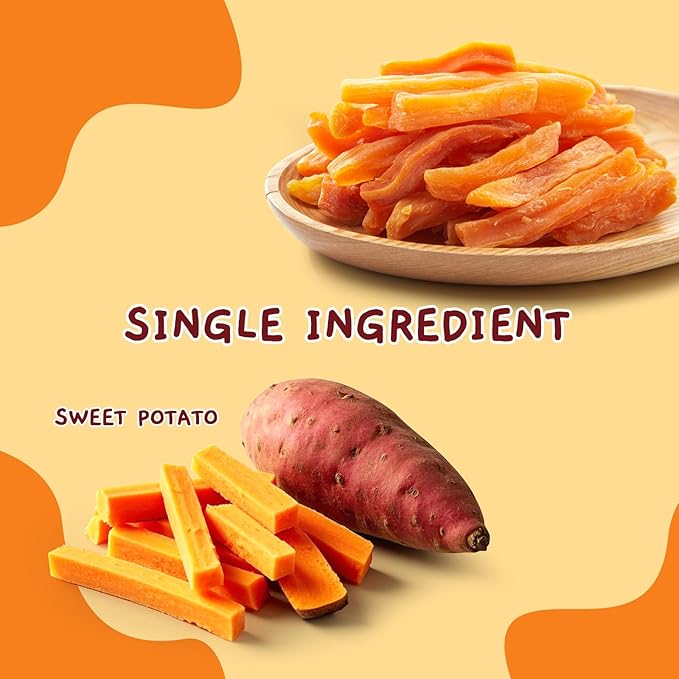 Jungle Calling Sweet Potato Dog Treats,Low Fat Natural Soft Chews for Weight Management, Single Ingredient and Grain Free Healthy Snacks Puppy Adult Dogs,10.6oz