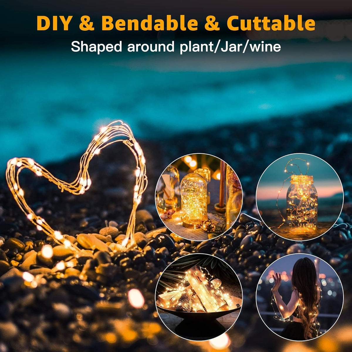 Skiennix 20 Pack Fairy Lights - Battery Operated 7ft Mini String Lights | Warm White Twinkle Lights for Weddings & Parties
