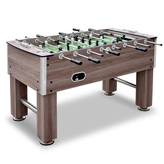 Hathaway Driftwood 56 inch Foosball Table Adult Size for Family Rec Room - With Smooth Playfield, Weighted Players, Dual Abacus Scoring, Auto Ball Return, Sturdy Leg Levelers & Foosball Balls