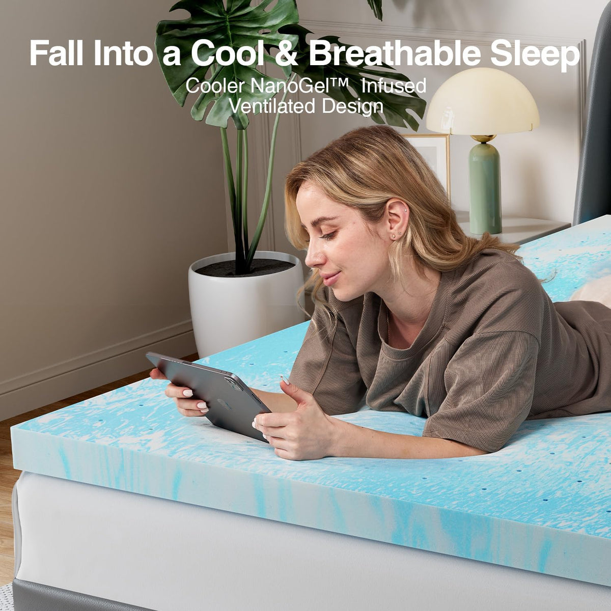 Novilla Queen Memory Foam Mattress Topper - 3 Inch Cooling Gel Infused for Pressure Relief & Comfort