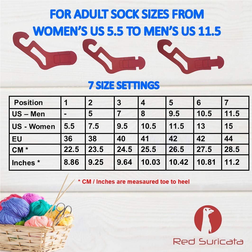 Red Suricata Knit Blocking Bundle – Extra Thick Blocking Mats for Knitting & Curved Knit Blocking Comb Set & Adjustable Sock Blockers - All in one Combined Storage Bag (CMs Grid)