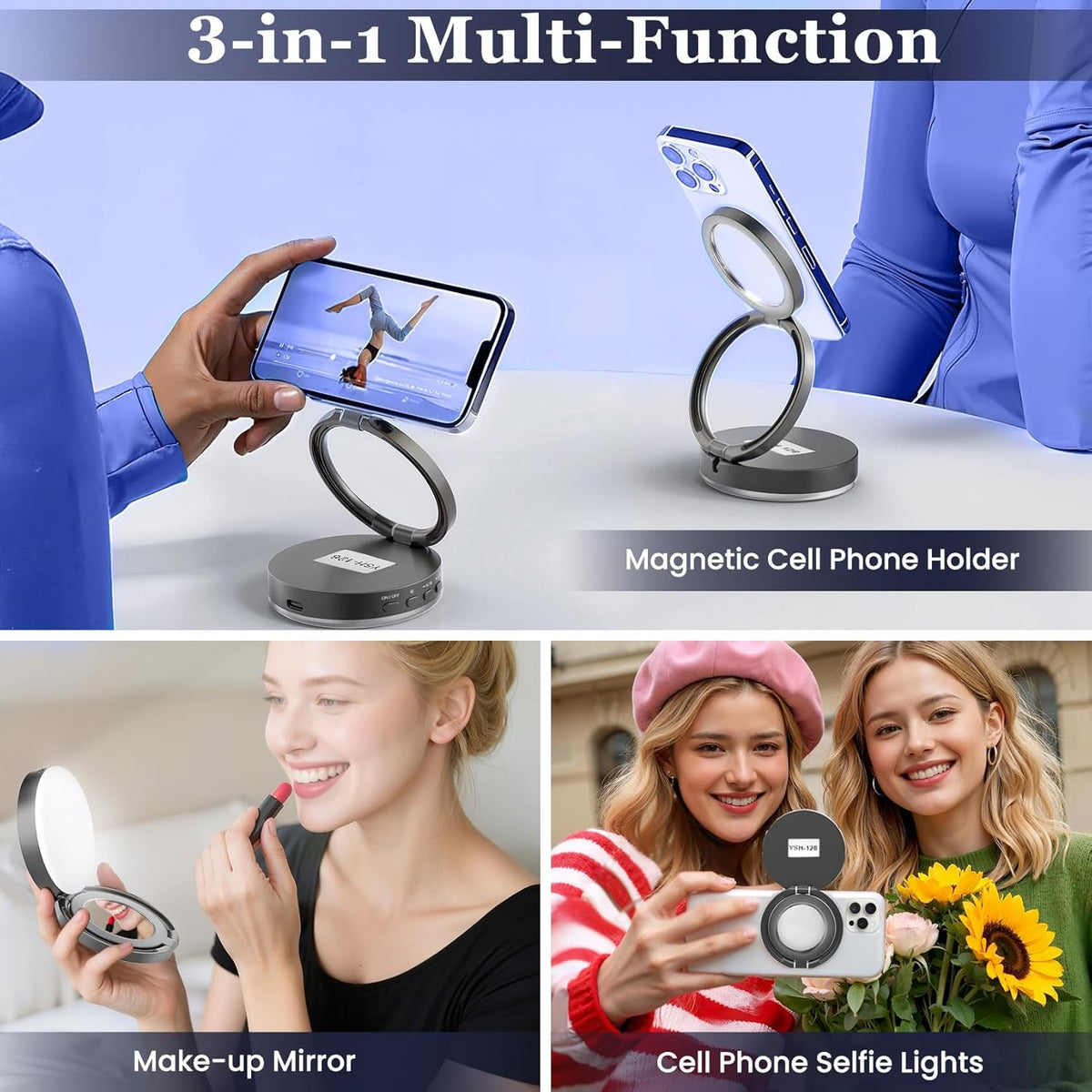 Auriani Magnetic Selfie Light, Metal-Shell Ring Light, Rechargeable,Portable Phone Light for Phone & iPhone,LED Fill